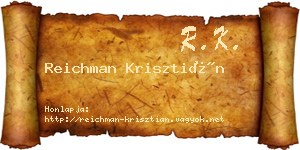 Reichman Krisztián névjegykártya
